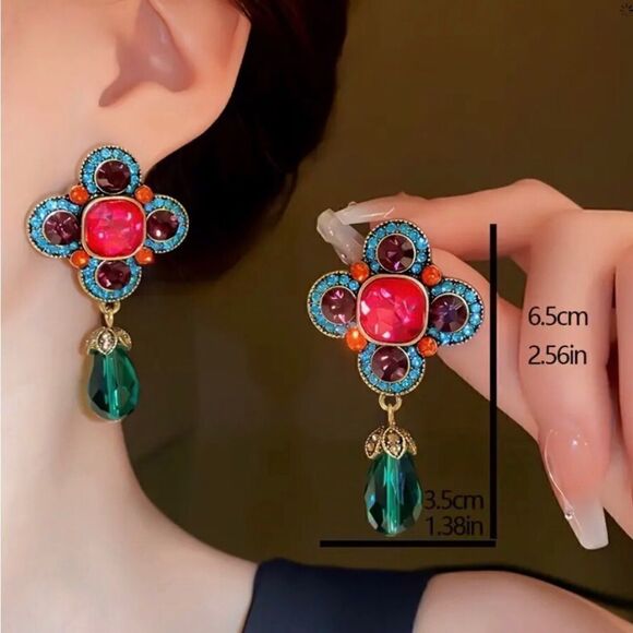 🌺 Betsey Johnson eclectic style drop dangle earrings 🌺 - Picture 2 of 9